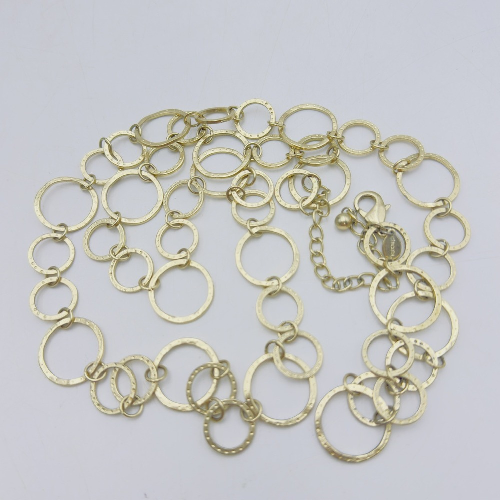36"  Chico"s Diamond Cut Multi Circle Link Chain Necklace Yellow Solid Bronze